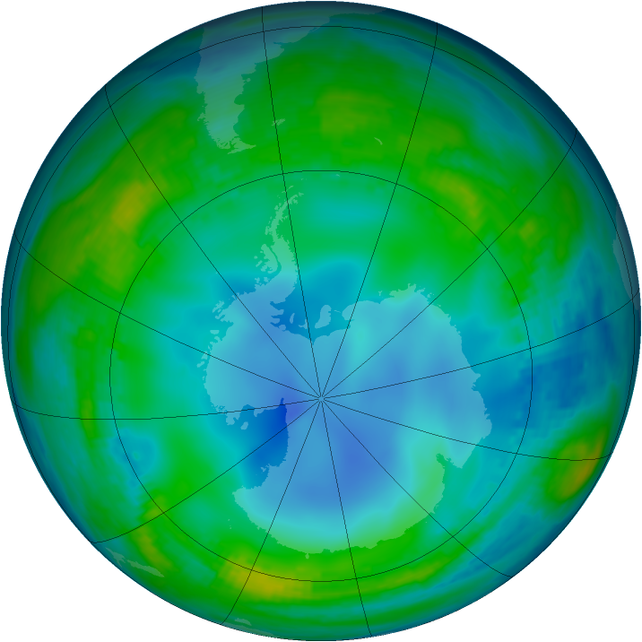 Antarctic ozone map for 31 May 1987